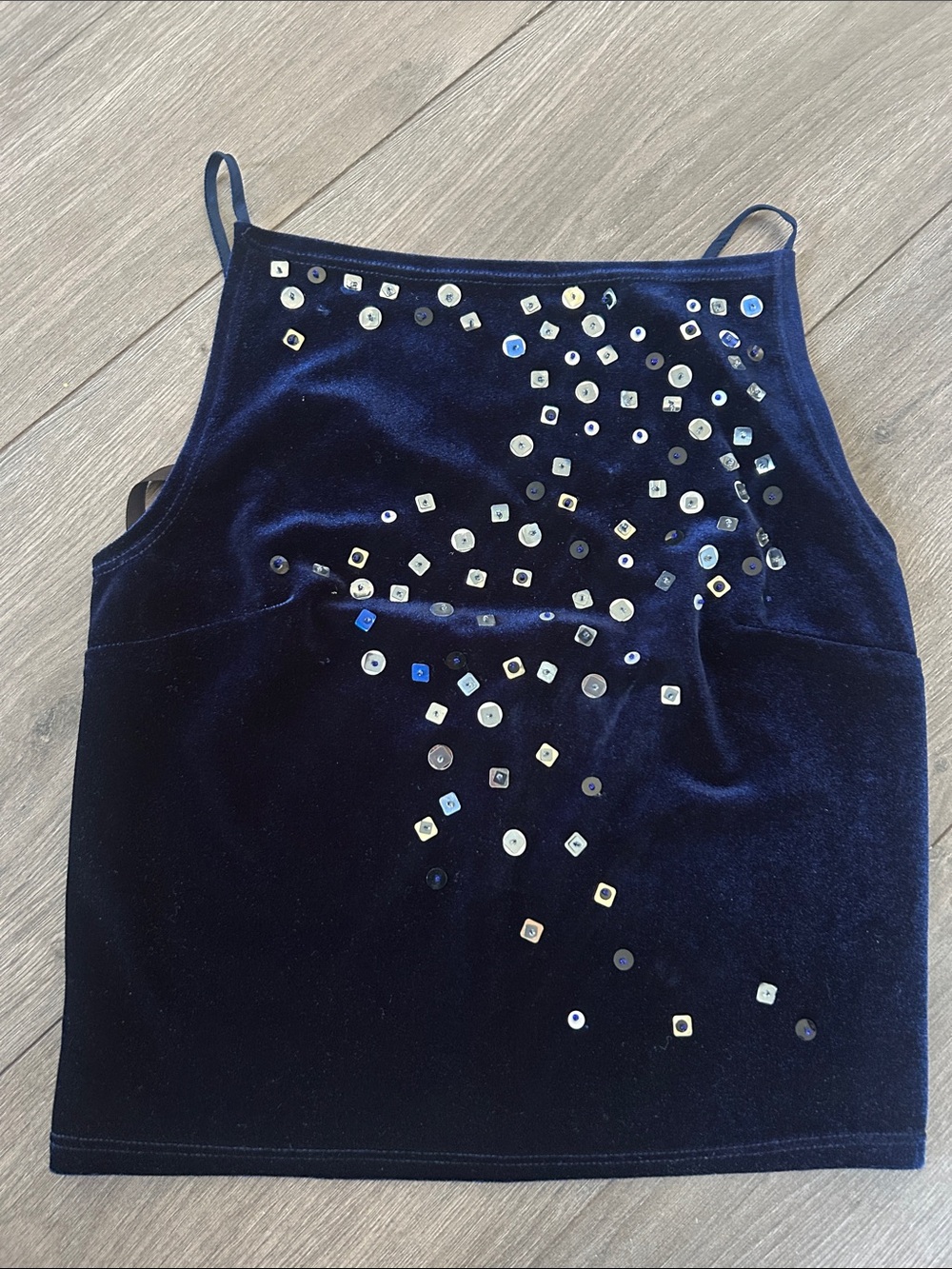 Fairweather Navy Velvet Sequin Cami Top